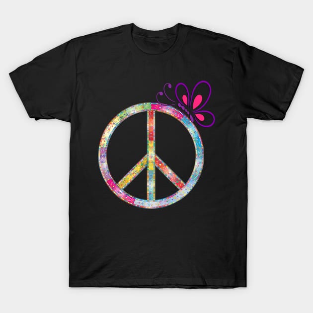 Peace Sign & Butterfly Cute Phone Cases, Journals & GIfts, Graphic Art Design T-Shirt by tamdevo1